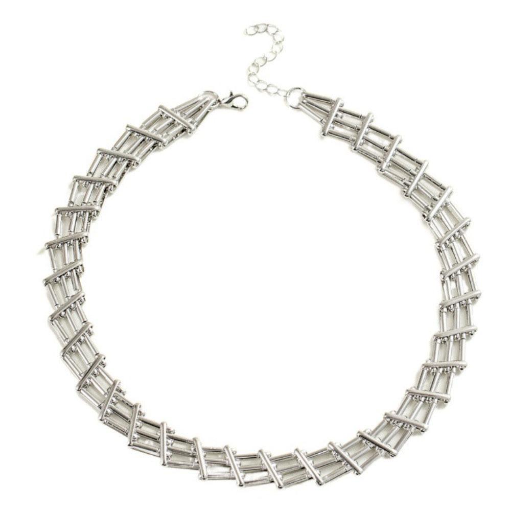 Mesh Design Exaggerated Cuban Chunky Chain Zinc Zinc Alloy Steampunk Choker Cool Hip Hop Necklace  Girls