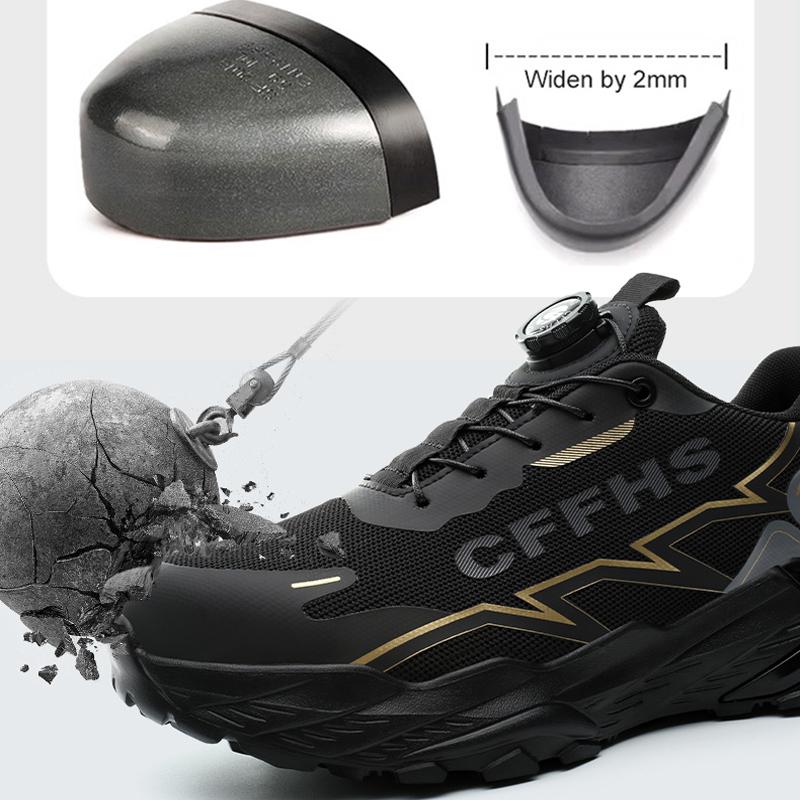 Rotating Button Security Shoes Men Boots Work Sneakers Steel Toe Shoes Puncture-Proof Work Shoes Safety Boots Protection Shoes