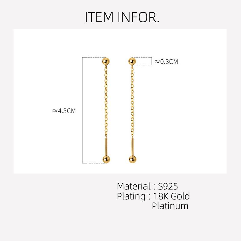 La Monada Tassel Women Drop Silver Earrings 925 Sterling Silver Fine Jewelry for Women Dangle Hanging Ball Earrings Chain
