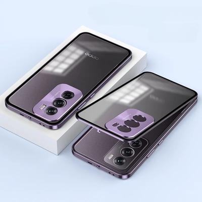 Shockproof Phone Case for OPPO Reno 12 Pro Aluminium Alloy Metal Frame Matte Clear Acrylic Back Cover For Reno 12Pro