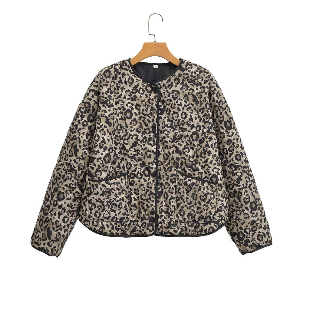 2024 Autumn Women's Cotton Animal Print Jacket - European & American Style Fashion