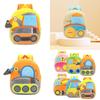 Durable And Cute Plush Backpack For Children With Waterproof Cartoon Excavator Theme