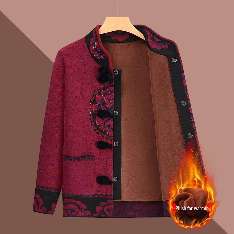 60-Year-Old Women's Tang Suit Jacket - Grandma's Longevity Birthday Cardigan