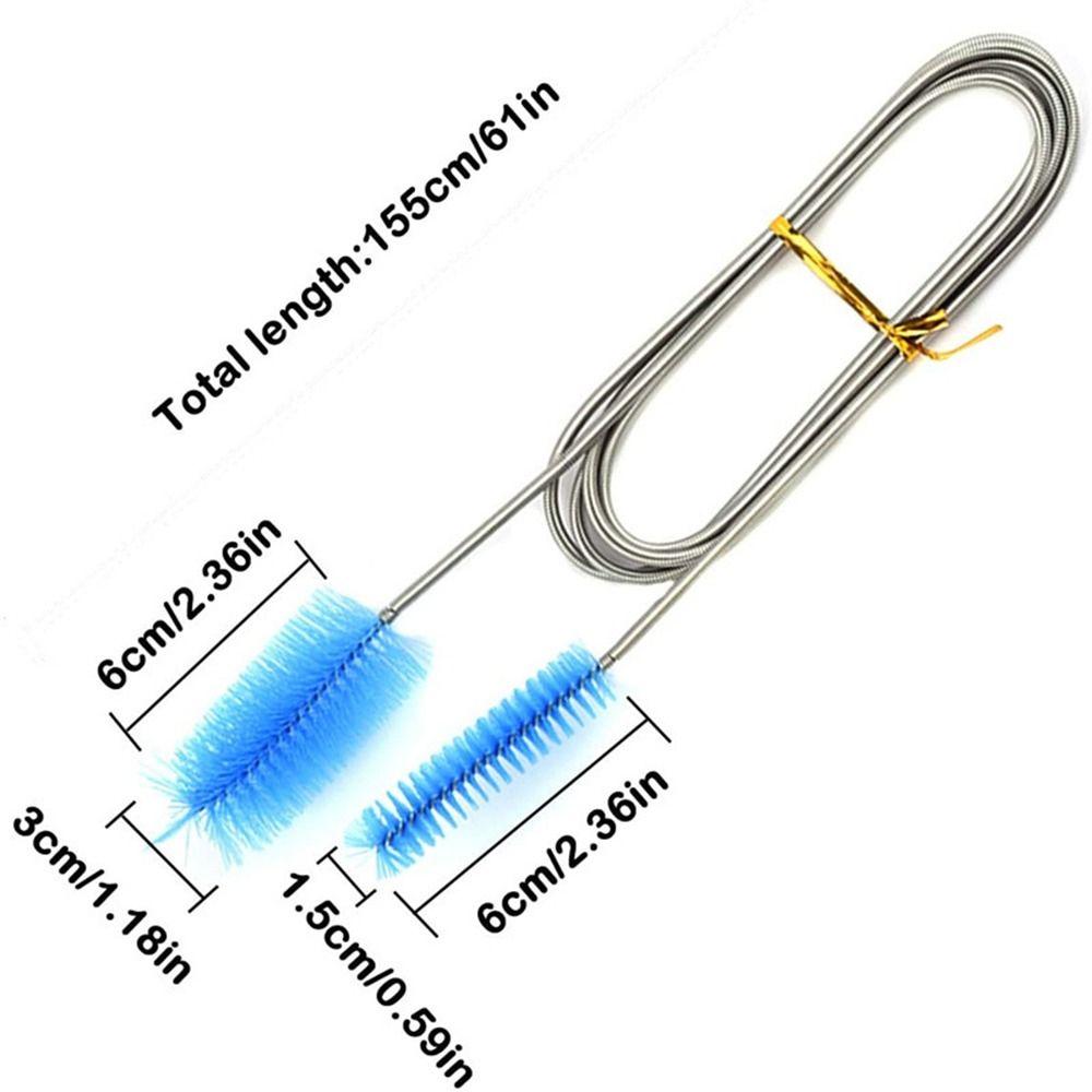 Stainless Steel 61" Pipe Brushes Blue Hose Cleaner Brush Metal Pipe Cleaner Brush  Fish Tank
