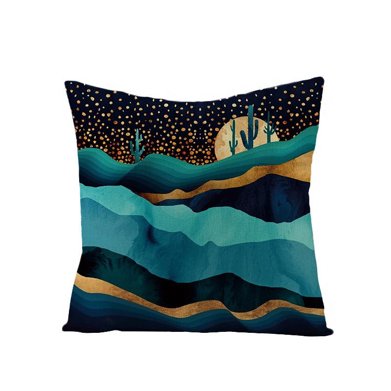 Home Decoration Supplies Landscape Painting Polyester Pillow Cover Home Geometric Abstract Sofa Cushion Cover