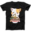 Ramen Chat Anime Kawaii Neko Mignon T-shirt Cadeau Nouilles Japonaises Noir T-shirt 17