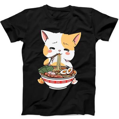 Ramen Katze Anime Kawaii Neko Niedlich Japanische Nudel Geschenk T-Shirt Schwarz 17