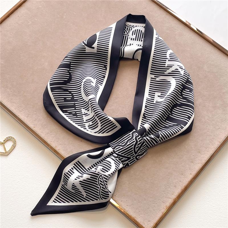 Striped Silk Scarf Imitation Long Diagonal Plaid Perfect For Spring Summer