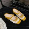 Flats Women's 2025 French Retro Lace Mary Jane Shoes Spring/summer New Shallow Mouth Inner Height Increase Half Drag Women Shoes