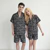 Couple pajamas women's summer ice silk short sleeves 1011 new large size men's simulated silk loungewear set