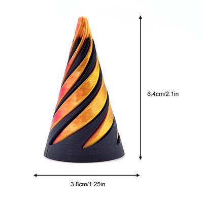 2pcs Fidget Toy Stress Relief 3D Printed Spiral Cone Toy Impossible Pyramid Passthrough Sculpture Desk Toy for Kids and Adults