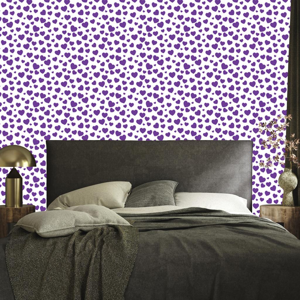 Heart Wallpaper White, Purple, Lavender and Light Gray 50x1000
