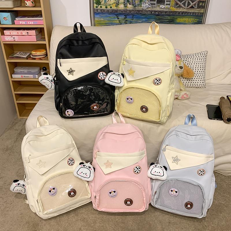 schoolbag, female college student, Japanese transparent pain bag, backpack, large-capacity high school student travel backpack