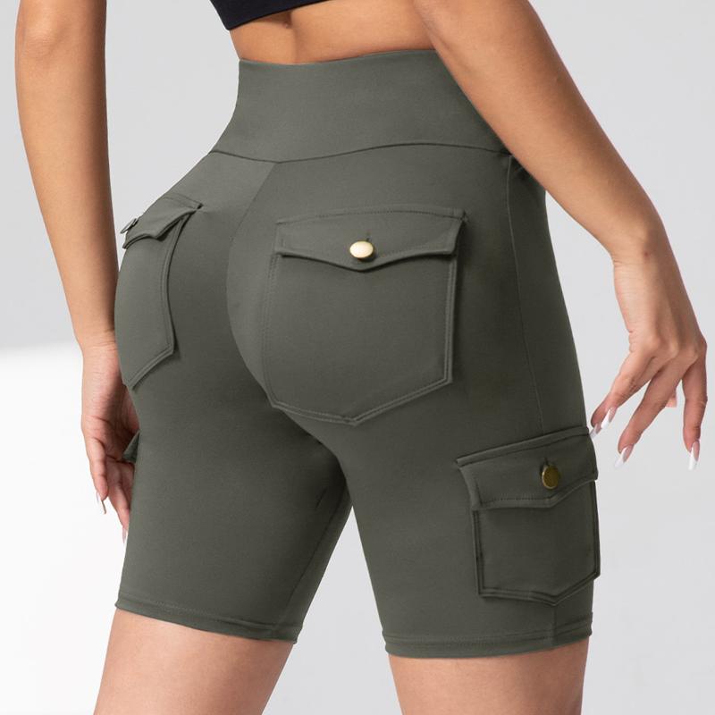 

Женские спортивные шорты с высокой талией и карманами для занятий в спортзале, бега, йоги, регулируемые повседневные спортивные шорты с завязками на талии XL серый
