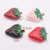 Cute Cartoon Strawberry Leather Keychain for Women Car Bag Pendant Keyring Accessories