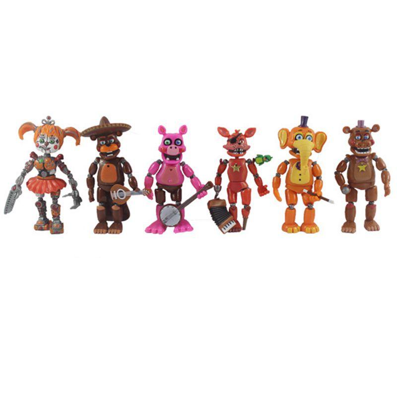 6 stk Five Fnaf Nights At Freddys Lysende Actionfigurer Bevegelige Ledd Leketøy Spill