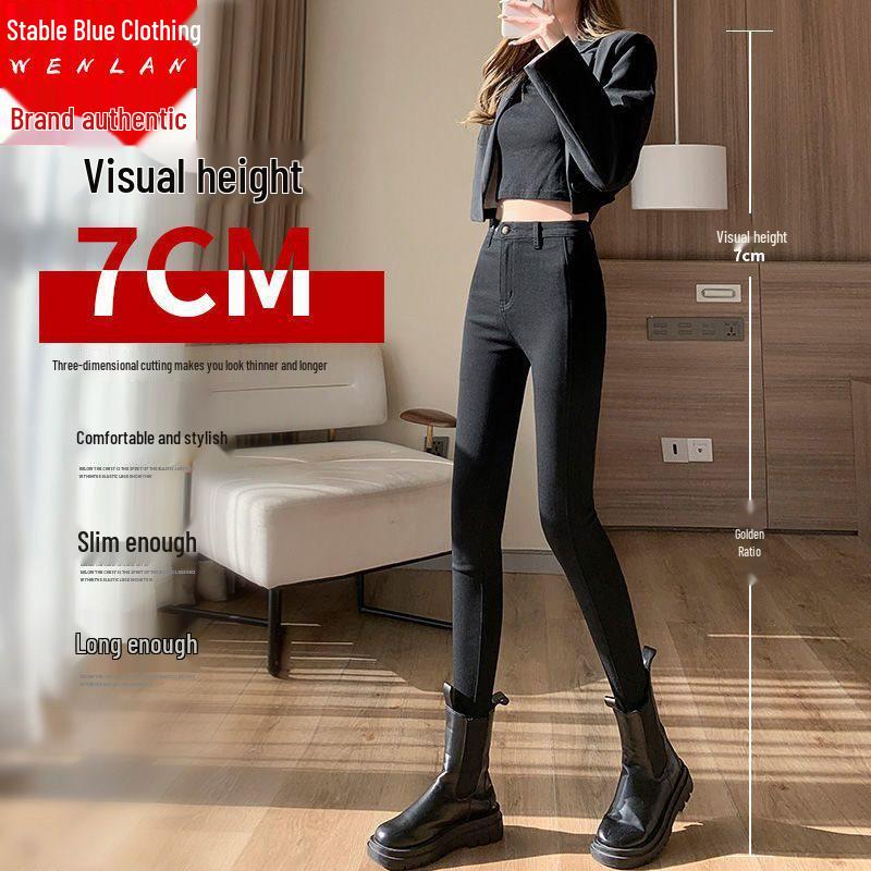 Women's Plus Size Fleece Lined Tummy Control Leggings - Slim Fit Pencil Pants for Spring and Autumn