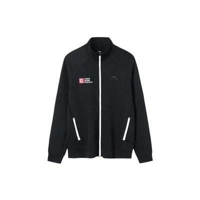 Anta Comprehensive Training Series Logo Letter Print Knitted Jacket Women Jacket Black 162137731-2