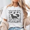 Women's Vintage Folklore Forest Crow Lino T-Shirt Men Tee Streetwear Casual Trendy Oversized Loose Short Sleeve