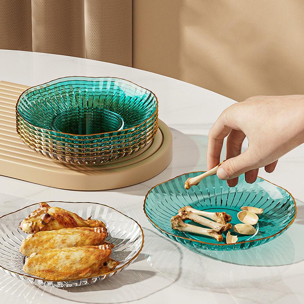 8pcs Serving Plate Bowls Gold Rim Transparent Tray For Weddings Upscale Parties Dessert Table Cupcakes