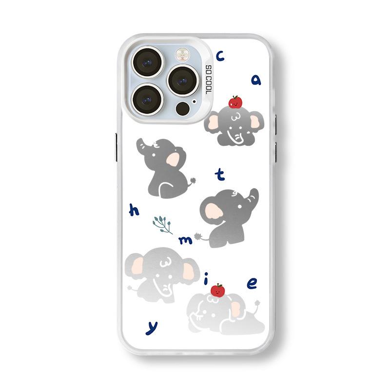 Summer Bear Silver Phone Case for iPhone 17/16/15/14/13/12 Pro Max - 15 Colors, Cross-Border Niche