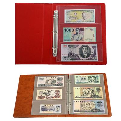 10Pcs Money Banknote Album Page Collecting Holder Sleeves 3-Slot Loose Leaf