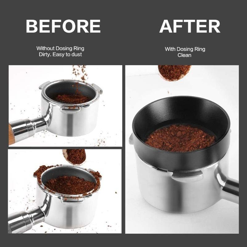 Stainless Steel Espresso Dosing Funnel Compatible Coffee Grinder Powder Dispenser Ring for Home Office Restaurant Use