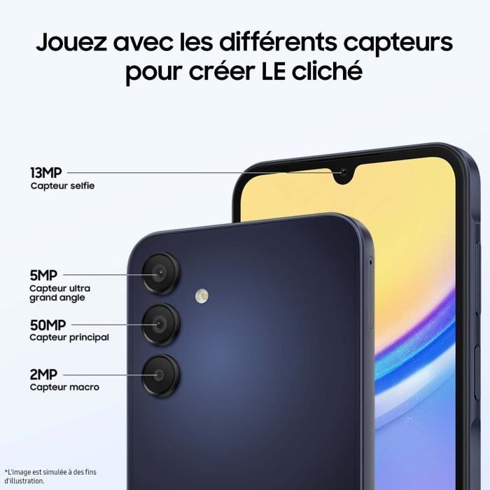 Samsung Galaxy A15 5G Smartphone 128 Go Bleu Nuit