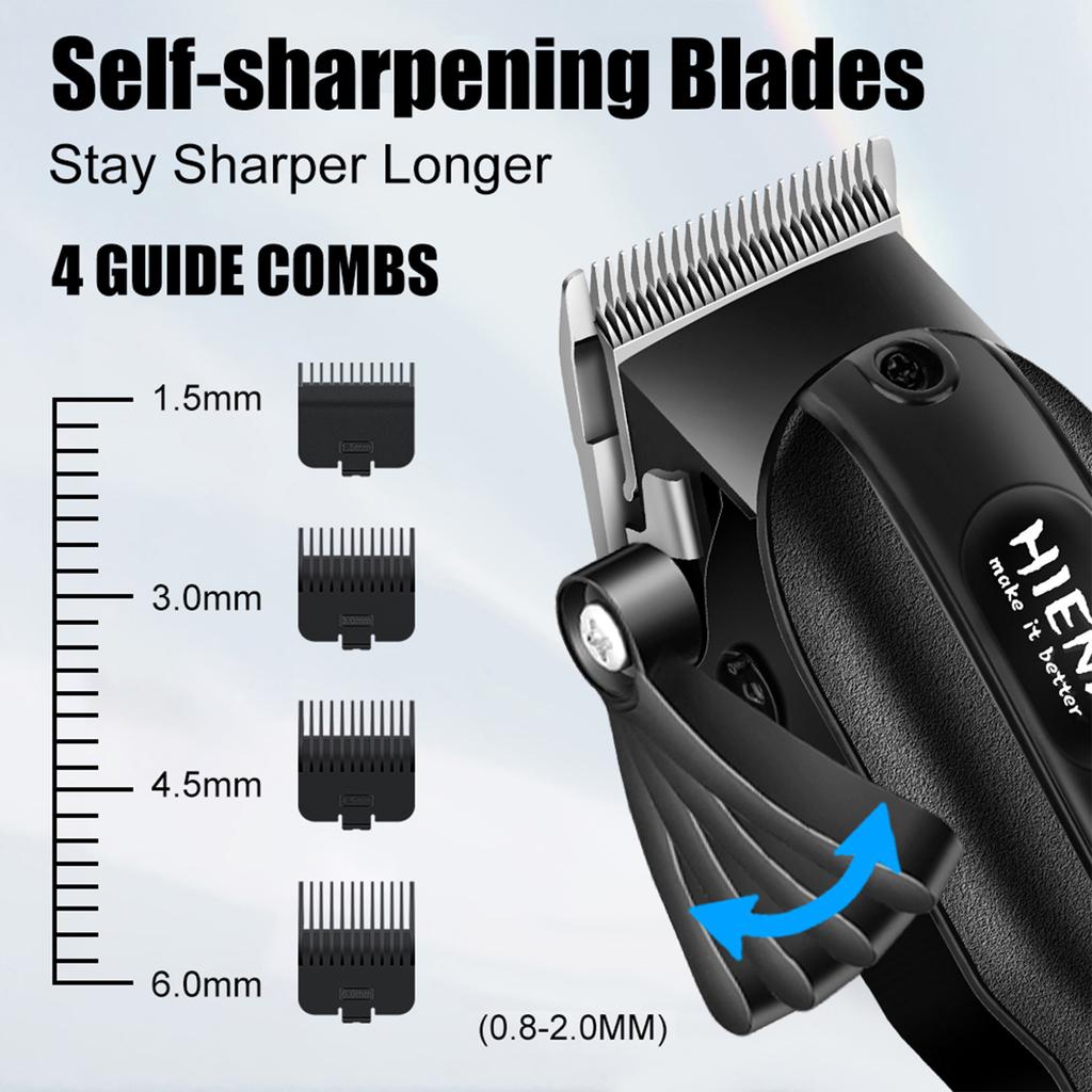 HYN-222 Professional Hair Clippers 5V1A Rechargeable Hair Trimmer Stainless Steel Blade Black Washable Head For Men Styling Tool