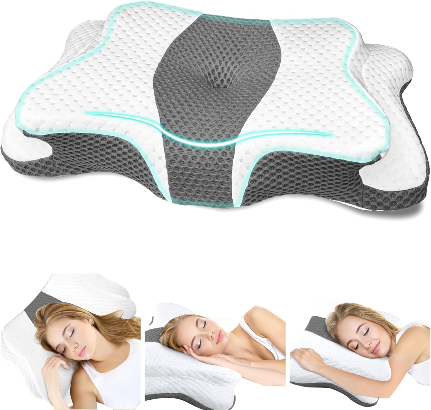 

Memory Foam Neck Pillow, Ergonomic Travel Pillow for Neck and Shoulder Pain Relief, Soft Comfort for Airplane Car Office Home светло-серый