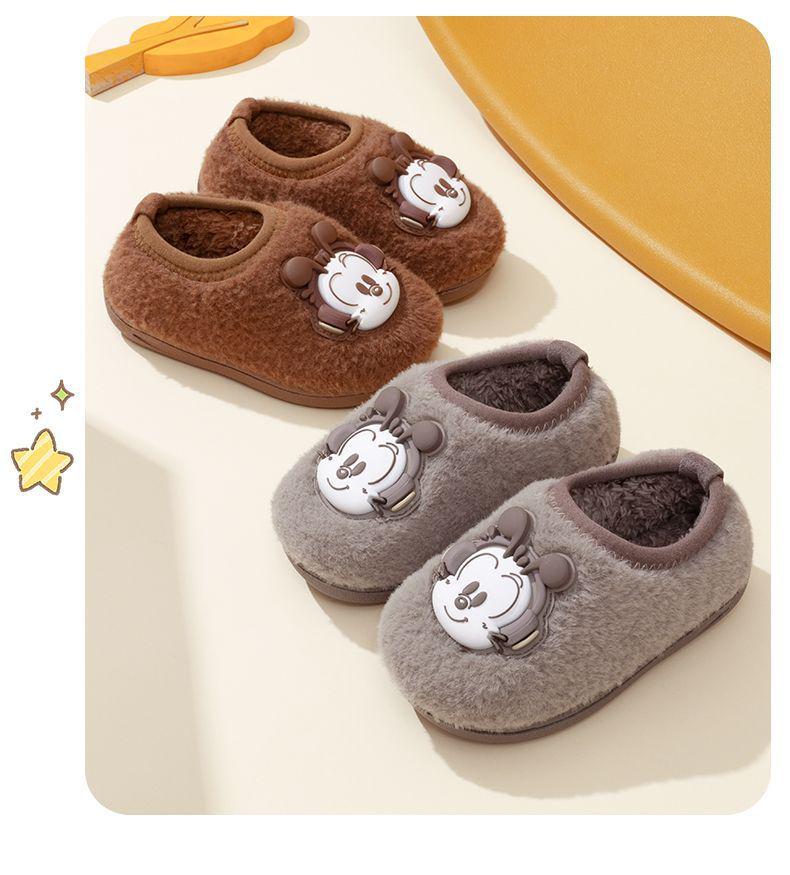 Bobodou Boys' Non-Slip Winter Indoor Cotton Shoes with Heel Cover & Fur Lining