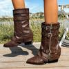 Winter Fashion Boots Belt Buckle British Style Boots Thick Heel Temperament Large Size
