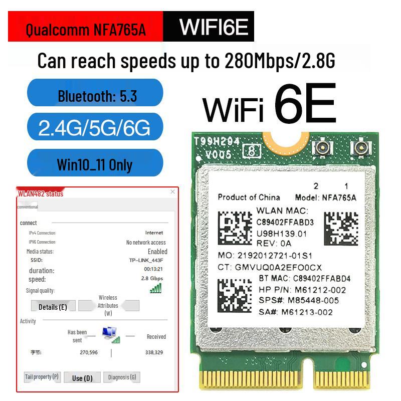NFA765 Dual-Band AX6000 WiFi 6E & Bluetooth 5.2 Desktop PCIe Wireless Network Card