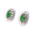 Les Trésors De Lily [J8611] - Silver Earrings 'Victorina' Emerald Green Silver White (rhodium-plated) - 12x8 Mm