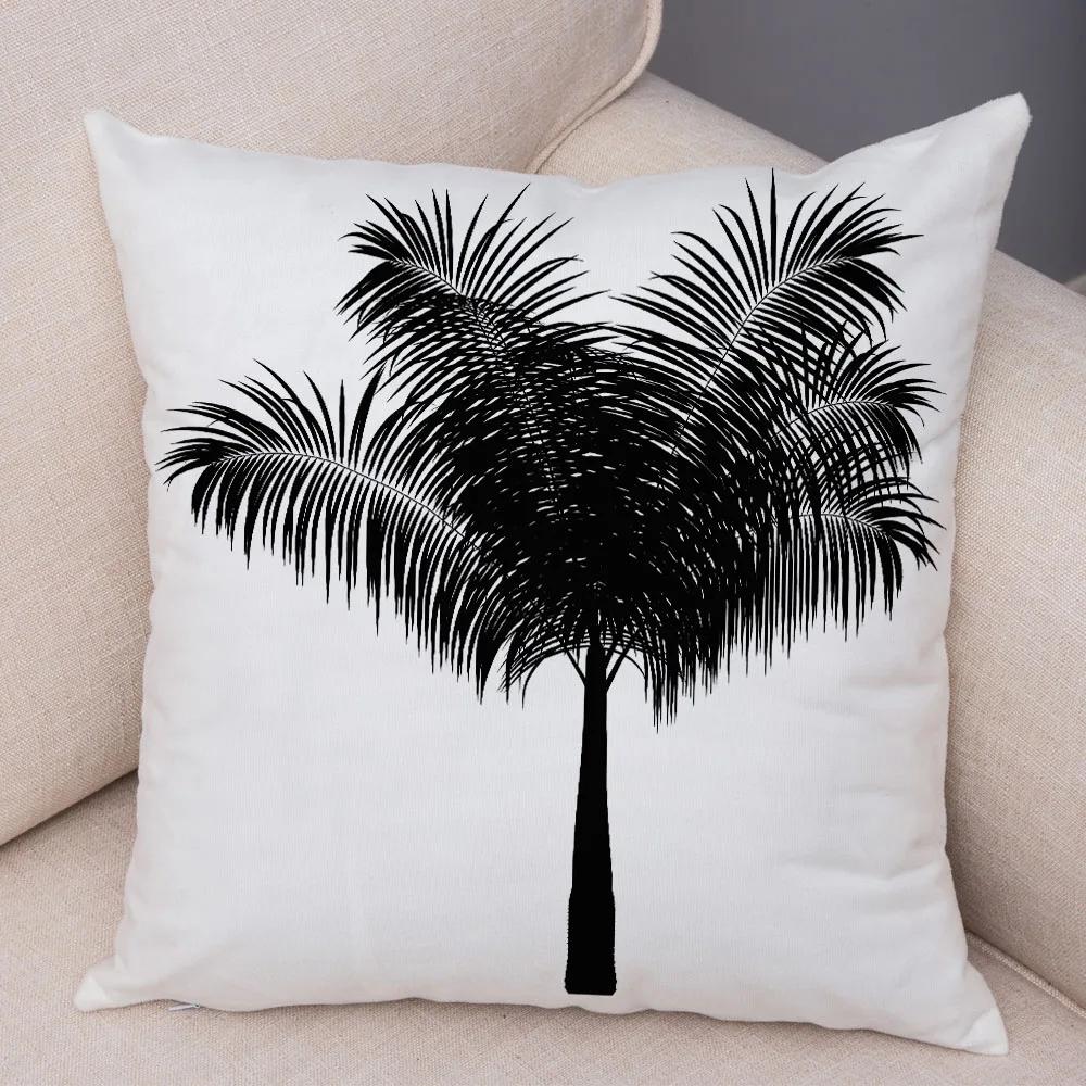 Nordic Style Green Leaf Cushion Cover Decor Cartoon Tree Print Pillow Case for Sofa Home Car 45x45cm Soft Plush Pillowcase