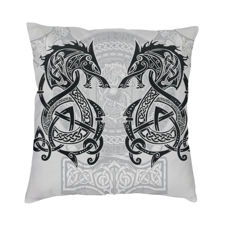 Viking Valhalla Fenrir Modern Pillow Cover Decoracion Salon The Nordic Monster Wolf Odin Cushions For Sofa