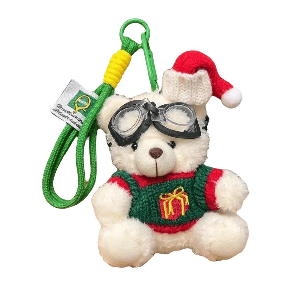 Stuffed Animal Goggles Plush Pendant Soft Fleece Christmas Doll Keychain  Winter Party