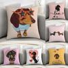 Sausage Dog Dachshund Cute Cushion Cover Plush Fabric Soft DoubleSided Printed Sofa Warm Winter Home Child Gift Pillow Case