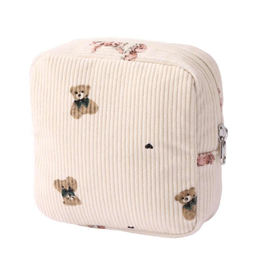 Большая вместительная вельветовая дорожная сумка для хранения Прочная пылезащитная дорожная сумка-косметичка Мультяшная вельветовая сумка для макияжа