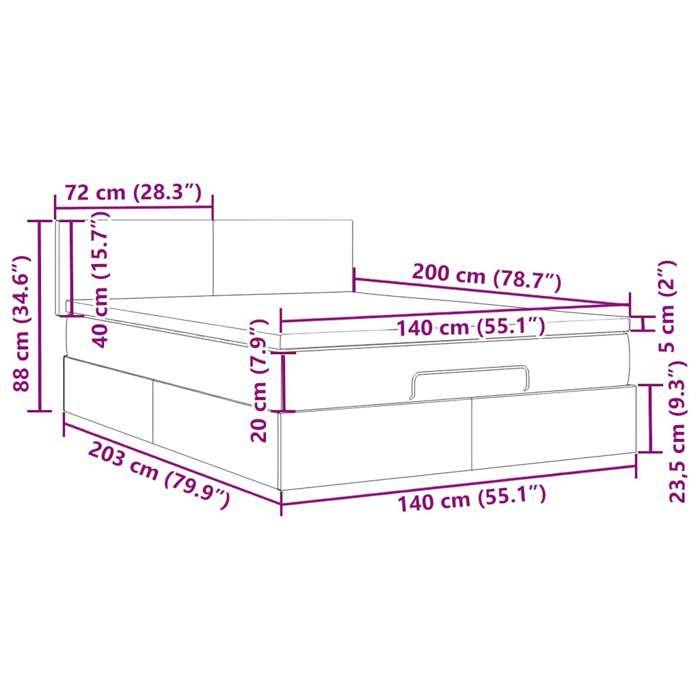 VidaXL Cadre de lit ottoman avec matelas rose 140x200 cm velours 3312559