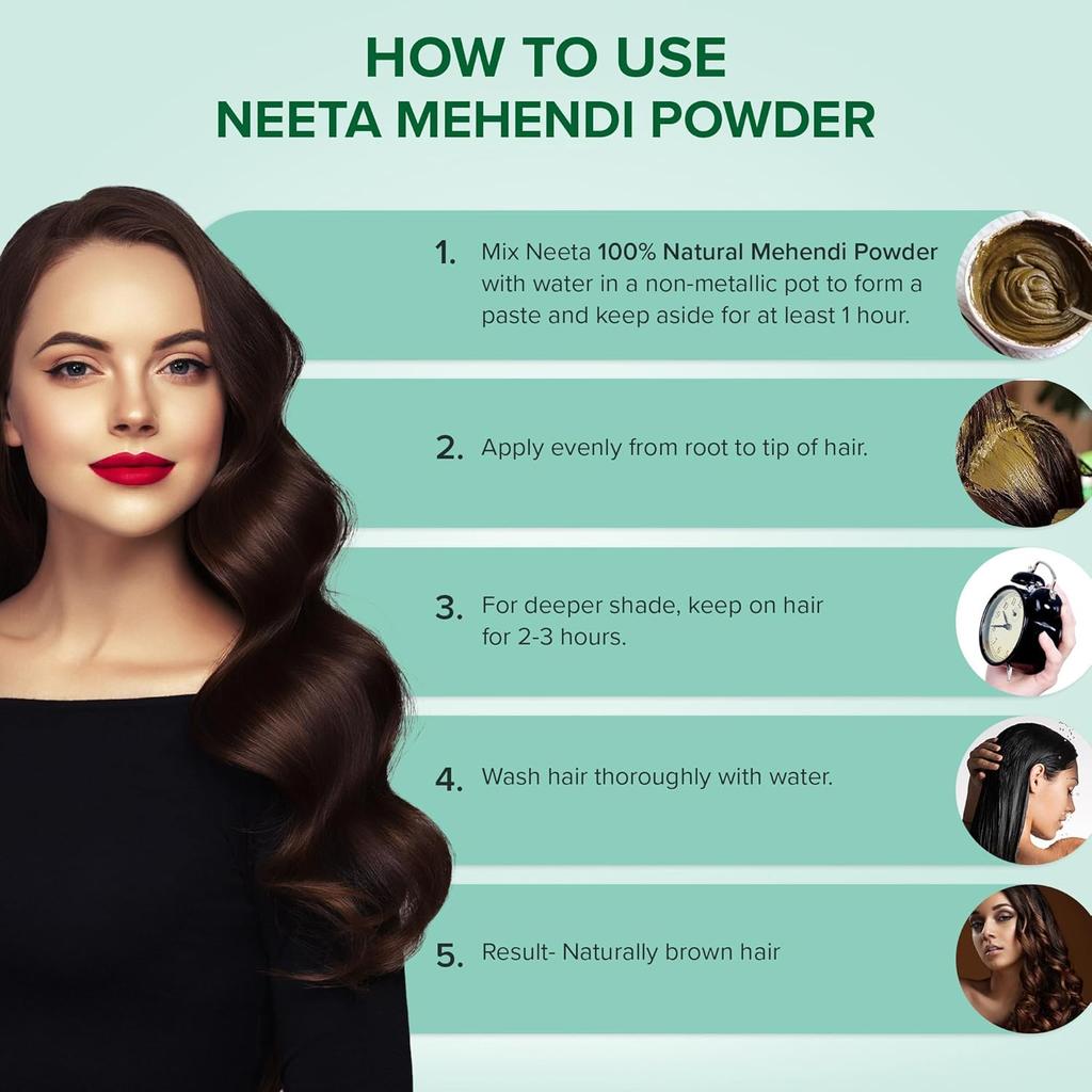 Neeta 100% Pure Henna Powder 500g Pack of 1 Natural Hair Color Conditioner for Men & Women