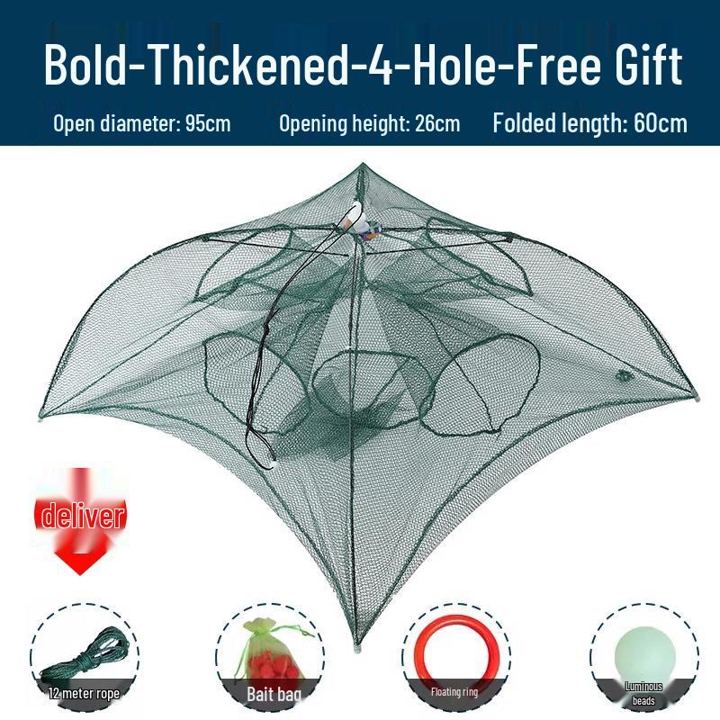 Foldable Thickened Fish and Shrimp Trap Net for Outdoor Fishing.