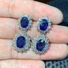 Huitan Luxury Blue Cubic Zirconia Dangle Earrings Women for Wedding Engagement Noble Accessories Elegant Lady's Jewelry Gift Hot