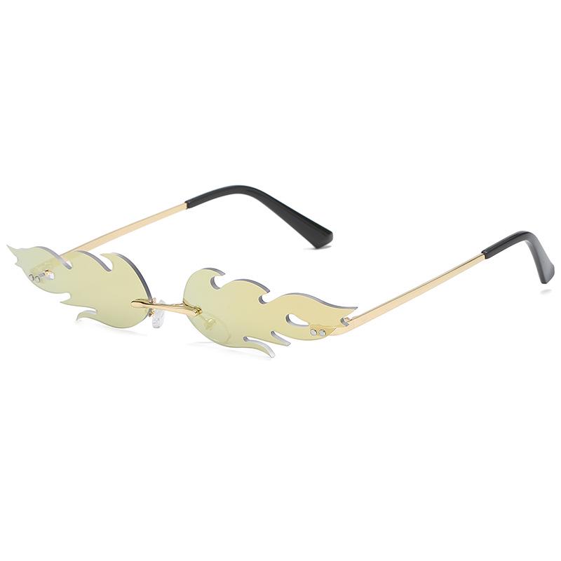 New fashion trend flame sunglasses men's and women's metal frameless street sunglasses European and American narrow-edge glasses S