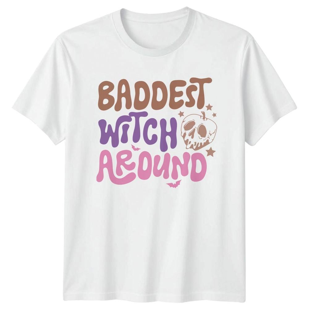 Baddest Witch Around Halloween Witch Skull Apple Unisexs Unisexs Graphic Tee S