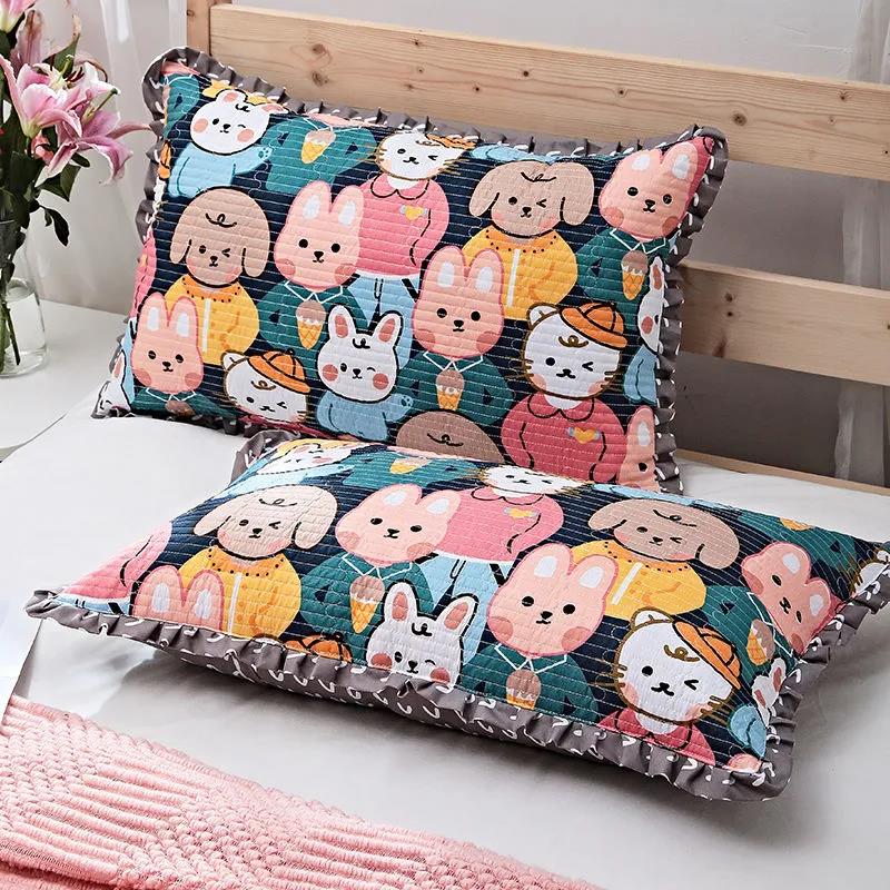 

Пара наволочек для четырех сезонов, бытовые наволочки из стираного хлопка, более толстые наволочки для двуспальных кроватей