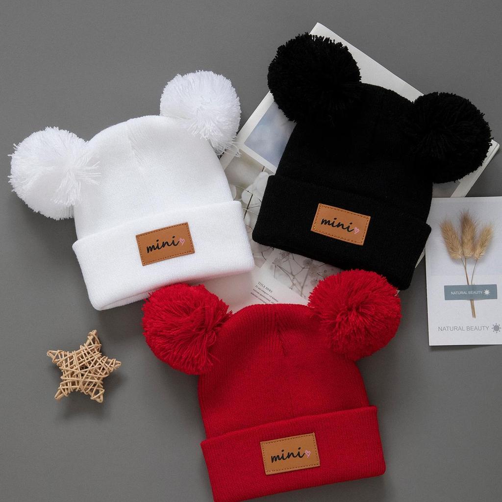 3pcs Kids Knitted Bonnet Bebe Newborn Baby Hat Pompom Cute Winter Hat for Boys Girls Children Warm Beanie Cap 0-3Y