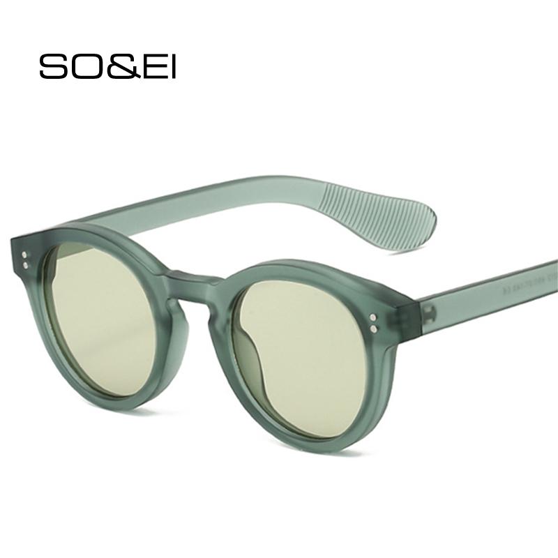 SHAUNA Fashion Round Jelly Color Women Sunglasses Shades UV400 Retro Punk Rivets Men Matte Sun Glasses