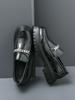Men Loafers PU Stone Pattern Thick Sole Round Head Metal Chain Decoration Business Casual Men Shoes Large Size 38-46