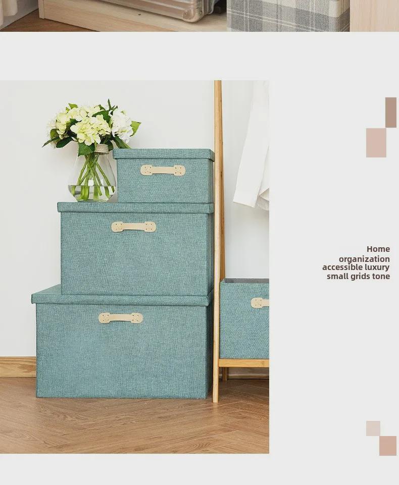 Drawer-Style Folding Storage Basket - Cotton & Linen Fabric